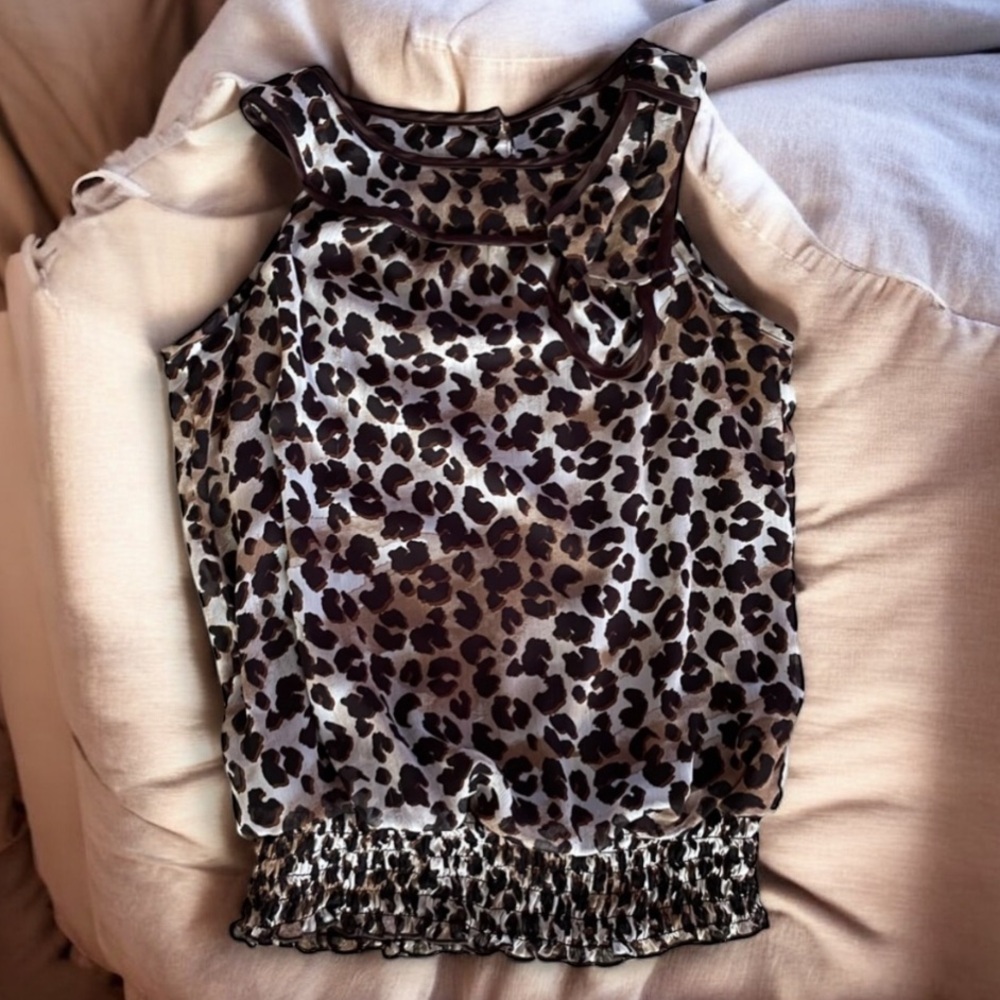 black and brown Animal print Tank Top